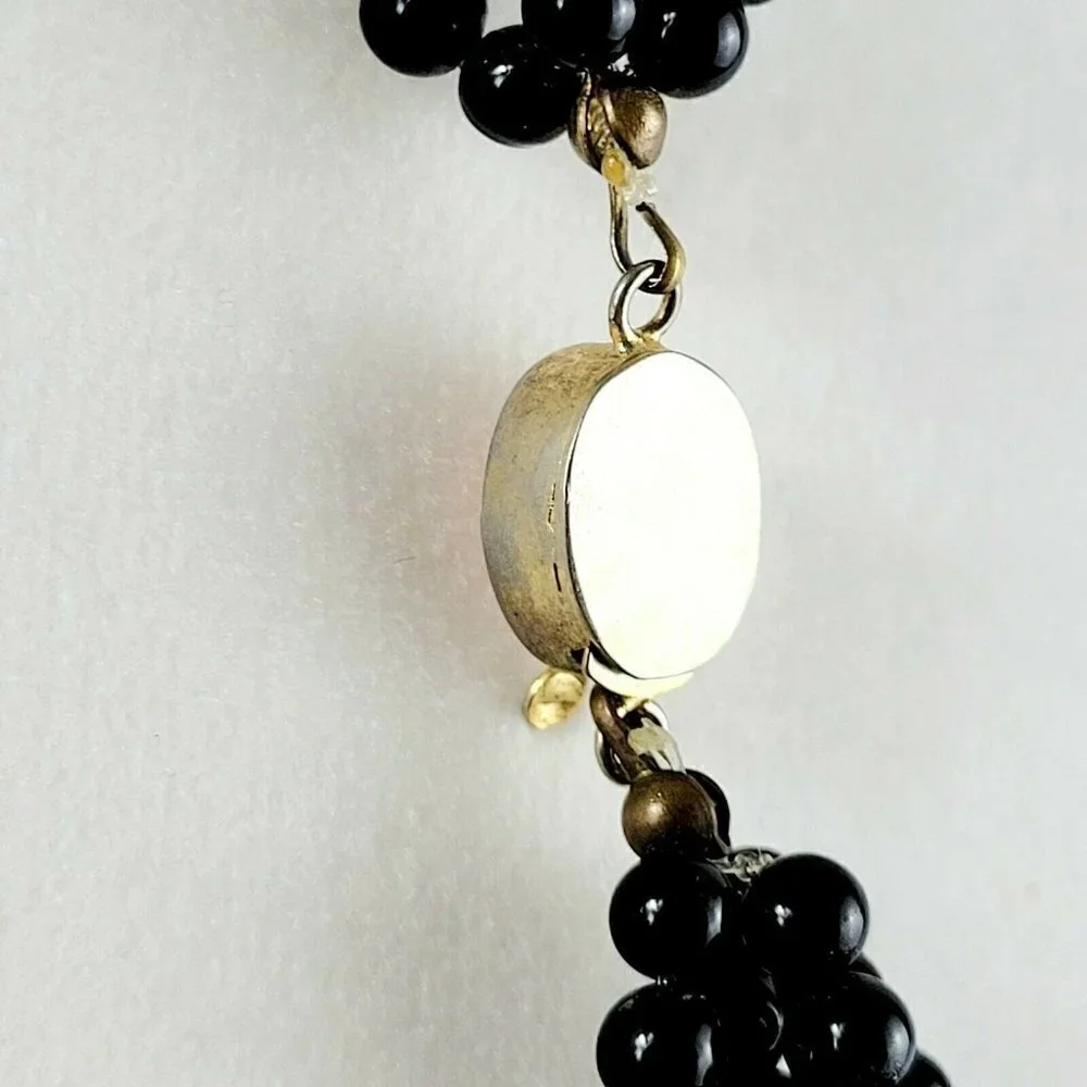 Vintage Black Agate & Angelskin Coral Multi-strand Necklace 28